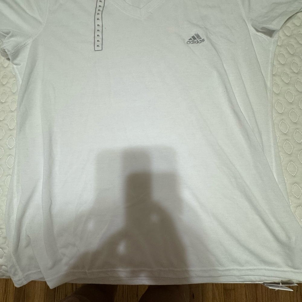 Adidas Men's White V-Neck Shirt